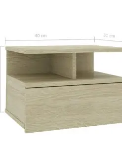 vidaXL Floating Nightstands 2 pcs Sonoma Oak 40x31x27 cm Chipboard