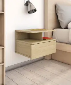 vidaXL Floating Nightstands 2 pcs Sonoma Oak 40x31x27 cm Chipboard