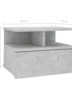 vidaXL Floating Nightstand Concrete Grey 40x31x27 cm Chipboard