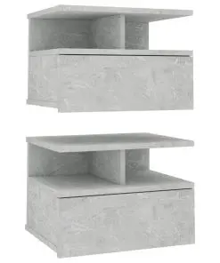 vidaXL Floating Nightstands 2 pcs Concrete Grey 40x31x27 cm Chipboard