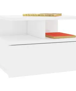 vidaXL Floating Nightstand High Gloss White 40x31x27 cm Chipboard