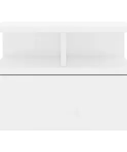 vidaXL Floating Nightstand High Gloss White 40x31x27 cm Chipboard