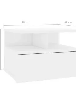 vidaXL Floating Nightstand High Gloss White 40x31x27 cm Chipboard