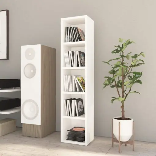 vidaXL CD Cabinet White 21x16x93.5 cm Chipboard