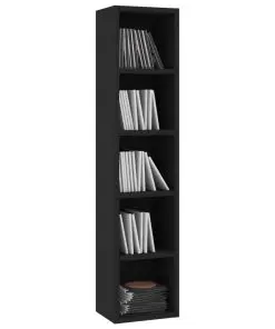 vidaXL CD Cabinet Black 21x16x93.5 cm Chipboard