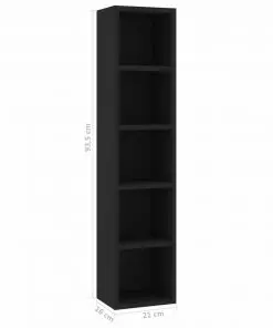 vidaXL CD Cabinet Black 21x16x93.5 cm Chipboard
