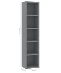 vidaXL CD Cabinet Grey 21x16x93.5 cm Chipboard