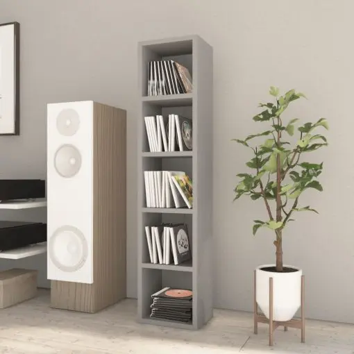 vidaXL CD Cabinet Grey 21x16x93.5 cm Chipboard