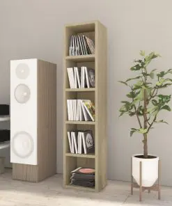 vidaXL CD Cabinet Sonoma Oak 21x16x93.5 cm Chipboard
