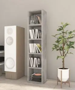 vidaXL CD Cabinet Concrete Grey 21x16x93.5 cm Chipboard