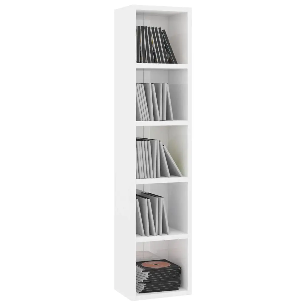 vidaXL CD Cabinet High Gloss White 21x16x93.5 cm Chipboard