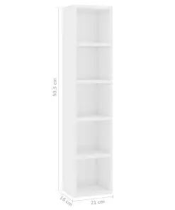 vidaXL CD Cabinet High Gloss White 21x16x93.5 cm Chipboard