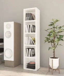 vidaXL CD Cabinet High Gloss White 21x16x93.5 cm Chipboard