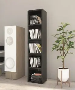 vidaXL CD Cabinet High Gloss Black 21x16x93.5 cm Chipboard