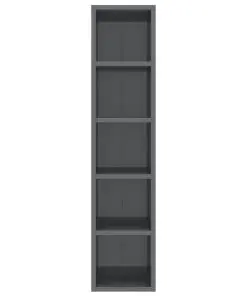 vidaXL CD Cabinet High Gloss Grey 21x16x93.5 cm Chipboard