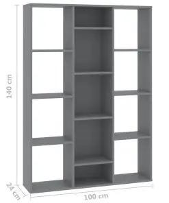 vidaXL Room Divider/Book Cabinet Grey 100x24x140 cm Chipboard