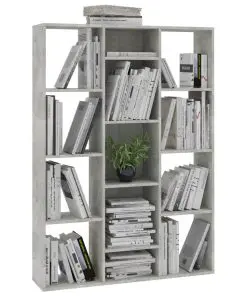 vidaXL Room Divider/Book Cabinet Concrete Grey 100x24x140 cm Chipboard