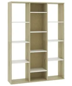 vidaXL Room Divider/Book Cabinet White and Sonoma Oak 100x24x140 cm Chipboard