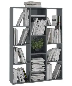 vidaXL Room Divider/Book Cabinet High Gloss Grey 100x24x140 cm Chipboard