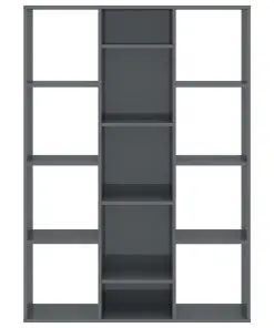 vidaXL Room Divider/Book Cabinet High Gloss Grey 100x24x140 cm Chipboard