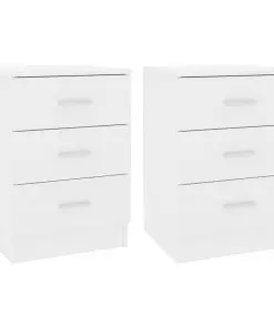 vidaXL Bedside Cabinets 2 pcs High Gloss White 38x35x56 cm Chipboard