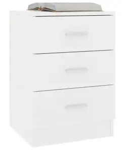vidaXL Bedside Cabinets 2 pcs High Gloss White 38x35x56 cm Chipboard