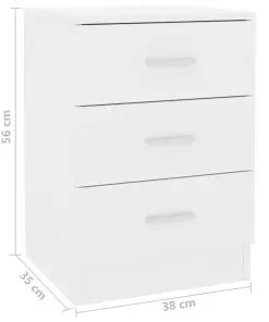vidaXL Bedside Cabinets 2 pcs High Gloss White 38x35x56 cm Chipboard