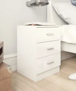 vidaXL Bedside Cabinets 2 pcs High Gloss White 38x35x56 cm Chipboard