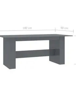 vidaXL Dining Table High Gloss Grey 180x90x76 cm Chipboard