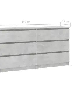 vidaXL Sideboard Concrete Grey 140x35x76 cm Chipboard