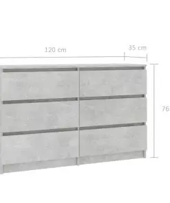 vidaXL Sideboard Concrete Grey 120x35x76 cm Chipboard