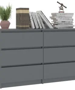 vidaXL Sideboard High Gloss Grey 120x35x76 cm Chipboard