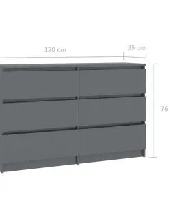 vidaXL Sideboard High Gloss Grey 120x35x76 cm Chipboard