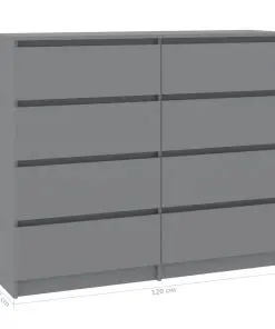 vidaXL Drawer Sideboard Grey 120x35x99 cm Chipboard