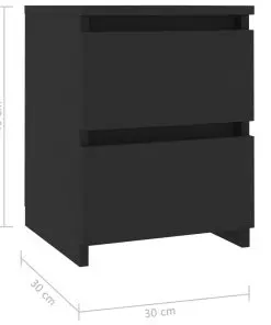 vidaXL Bedside Cabinet Black 30x30x40 cm Chipboard