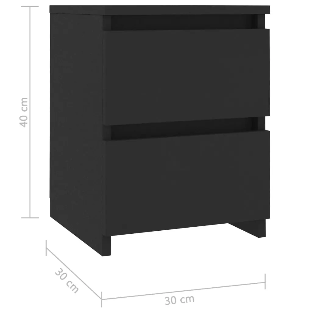 vidaXL Bedside Cabinet Black 30x30x40 cm Chipboard