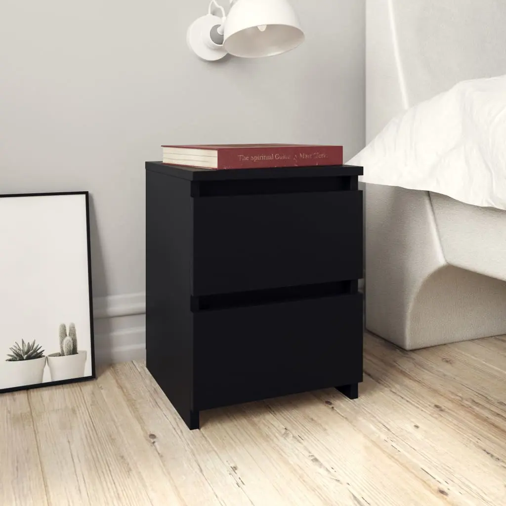 vidaXL Bedside Cabinet Black 30x30x40 cm Chipboard
