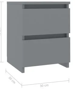 vidaXL Bedside Cabinets 2 pcs Grey 30x30x40 cm Chipboard