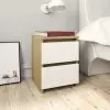 vidaXL Bedside Cabinets 2 pcs White and Sonoma Oak 30x30x40 cm Chipboard
