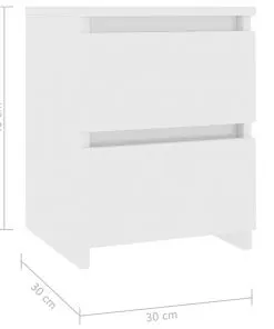 vidaXL Bedside Cabinet High Gloss White 30x30x40 cm Chipboard