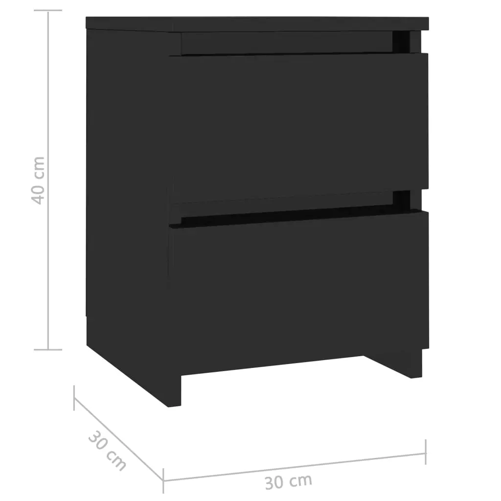 vidaXL Bedside Cabinet High Gloss Black 30x30x40 cm Chipboard