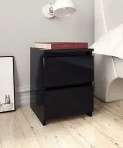 vidaXL Bedside Cabinet High Gloss Black 30x30x40 cm Chipboard