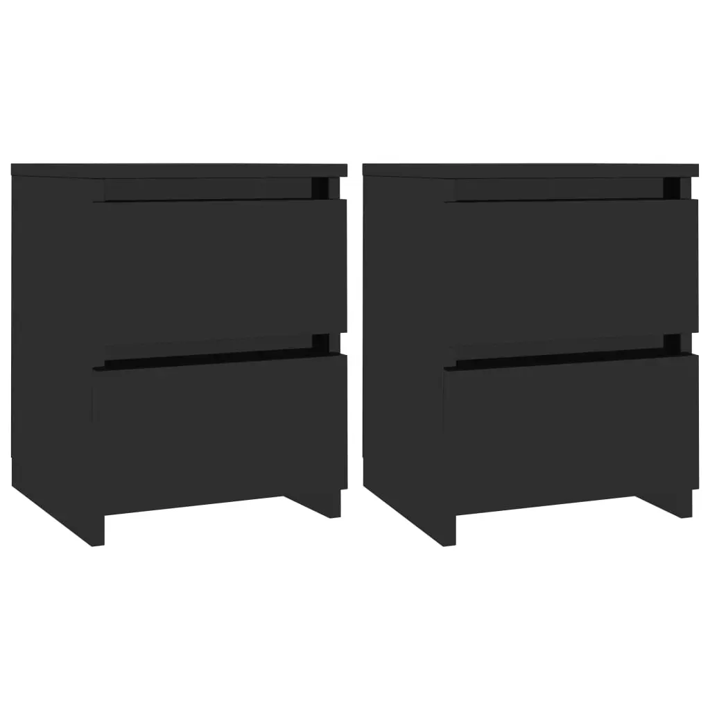 vidaXL Bedside Cabinets 2 pcs High Gloss Black 30x30x40 cm Chipboard