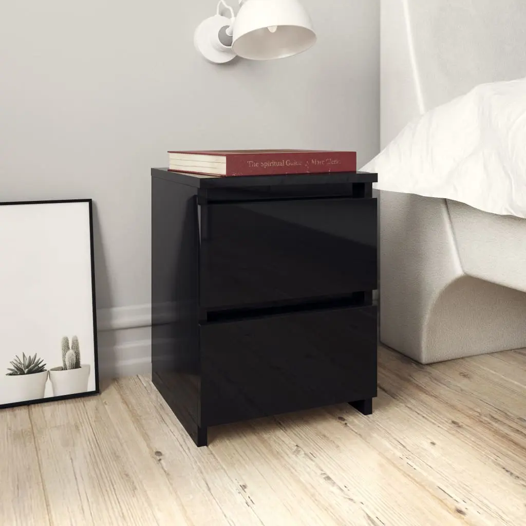 vidaXL Bedside Cabinets 2 pcs High Gloss Black 30x30x40 cm Chipboard