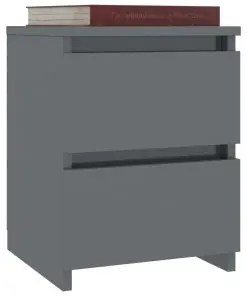 vidaXL Bedside Cabinet High Gloss Grey 30x30x40 cm Chipboard