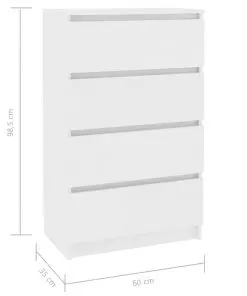 vidaXL Sideboard White 60x35x98.5 cm Chipboard