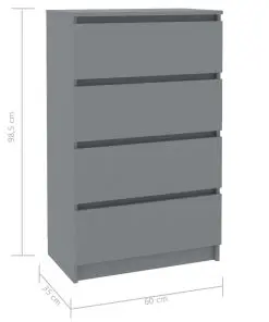 vidaXL Sideboard Grey 60x35x98.5 cm Chipboard