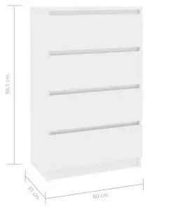 vidaXL Sideboard High Gloss White 60x35x98,5 cm Chipboard