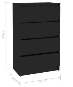 vidaXL Sideboard High Gloss Black 60x35x98.5cm Chipboard