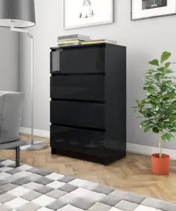 vidaXL Sideboard High Gloss Black 60x35x98.5cm Chipboard